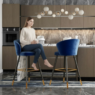 Bar stool blue velvet design bar stools bar chairs new