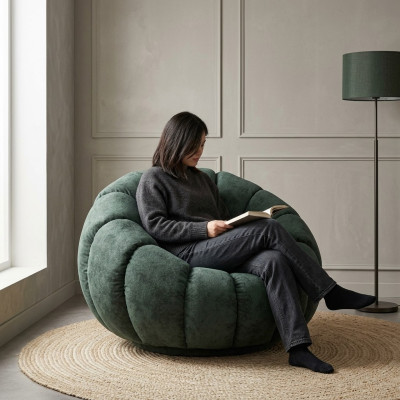 Armchair 1 Seat Textile Living Room Luxury Armchair Design Gray Modern New
