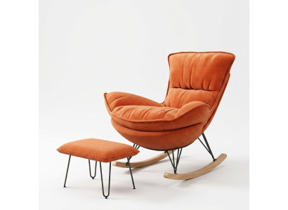 Armchair Design Relax Orange Fabric Living Room Upholstery Luxury Single Seater