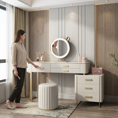 Bedroom dressing table vanity table makeup table mirror drawers