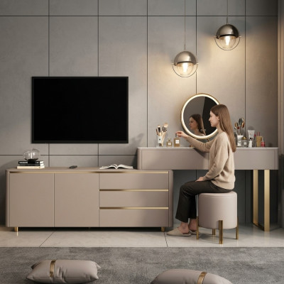 Dressing table with RTV drawers mirror luxury console bedroom