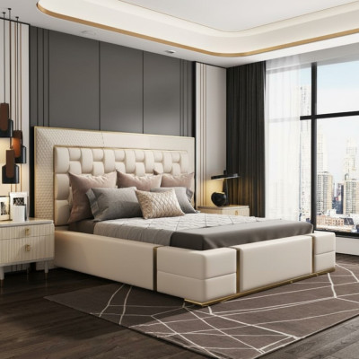 Luxury bedroom bed upholstery design luxury double beds furniture new