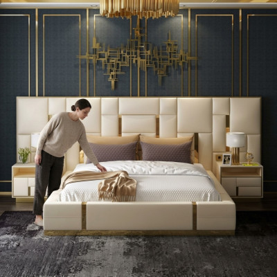 Luxury bedroom bed upholstery design luxury double hotel beds new