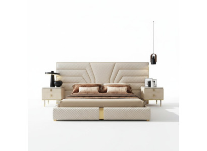 Bedroom Modern Wood Textile Beds Bed Upholstered Bed Luxury Double