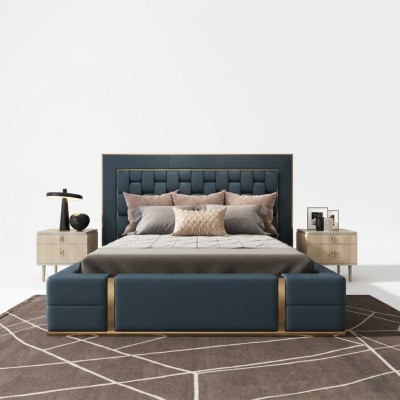 Modern beds luxury sleeping room new bed design luxury blue double bed