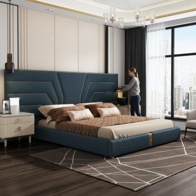 Luxury bedroom bed double beds design furniture bed frame hotel