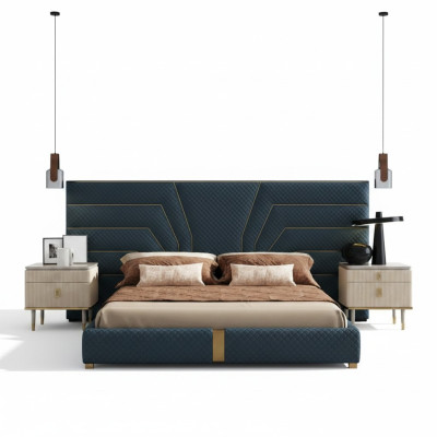 Luxury bedroom bed double beds design furniture bed frame hotel