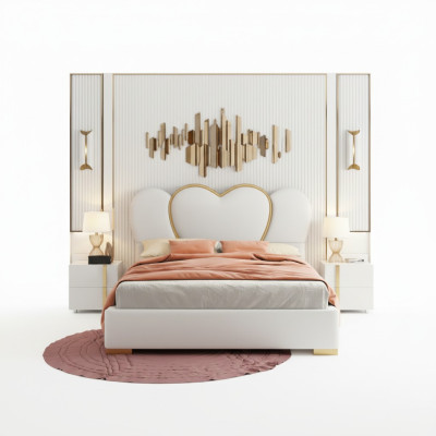 Design bed bedroom double bed hotel luxury upholstery furnishing