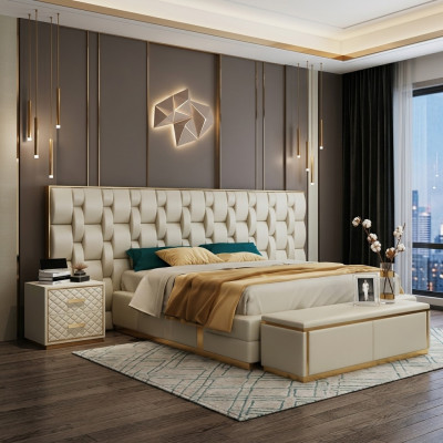 Bed cushion design luxury double beds bedroom hotel bed new