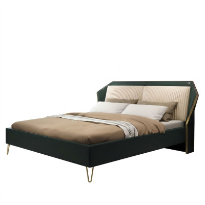 Luxury Textile Bed Double Design Bedroom Beds Metal Green New