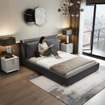 Luxurious bed beds modern double bed gray bed frame bedroom new