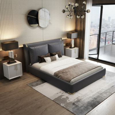 Luxurious bed beds modern double bed gray bed frame bedroom new