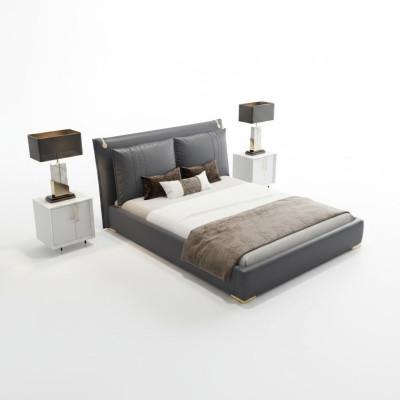 Luxurious bed beds modern double bed gray bed frame bedroom new