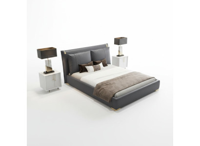 Luxurious bed beds modern double bed gray bed frame bedroom new
