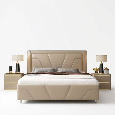 Bedroom Bed Upholstery Design Furniture Luxury Double Beige Beds Modern
