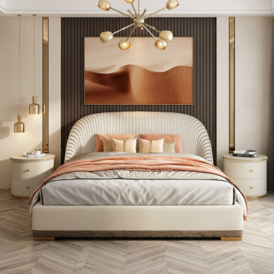 Luxury double bed beds bedroom furniture design hotel furnishings