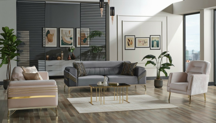 Exclusive sofa set 3+3+1 3-piece 2x sofa armchair relax luxurious set