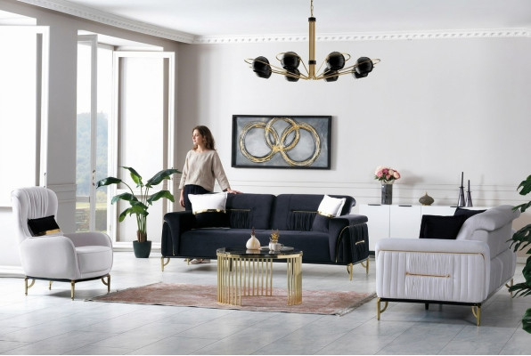 Design Living Room Set Sofa Suite 3+3+1 Living Room Furniture Suites Velvet