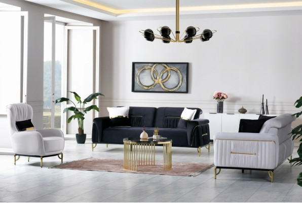 Design Living Room Set Sofa Suite 3+3+1 Living Room Furniture Suites Velvet