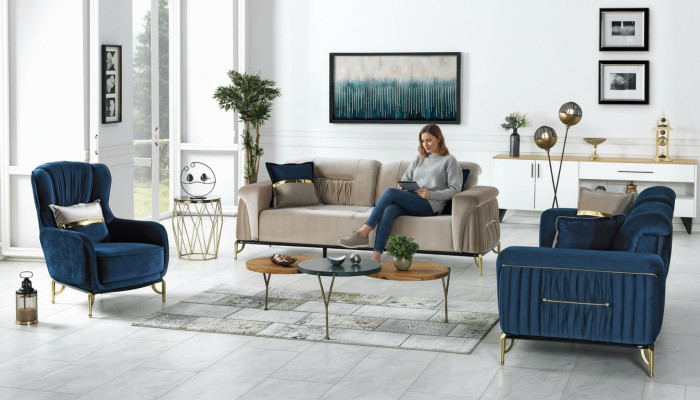Designer Sofa Set 3+3+1 Seater Couch Upholstery New Seating Set