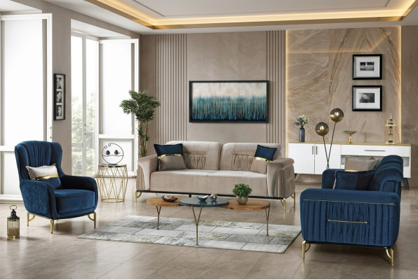 Designer Sofa Set 3+3+1 Seater Couch Upholstery New Seating Set