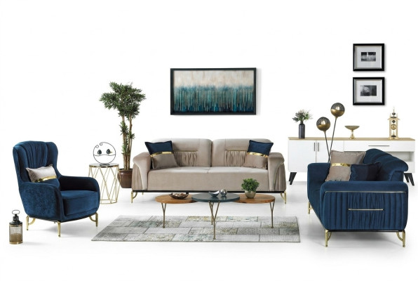 Designer Sofa Set 3+3+1 Seater Couch Upholstery New Seating Set