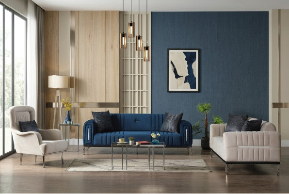 Modern Sofa Set 3+3+1 Seat Armchair Textile Sofa 3-pc. Set Design New