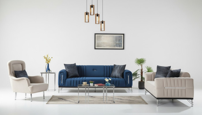 Modern Sofa Set 3+3+1 Seat Armchair Textile Sofa 3-pc. Set Design New