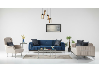 Modern Sofa Set 3+3+1 Seat Armchair Textile Sofa 3-pc. Set Design New