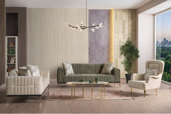 Exclusive sofa set 3+3+1 3-piece 2x sofa relax armchair luxurious set