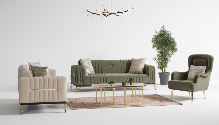 Exclusive sofa set 3+3+1 3-piece 2x sofa relax armchair luxurious set