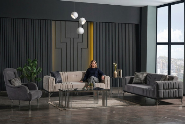 Sofa set 3+3+1 seater textile modern complete armchair sofa 3 seater luxury new