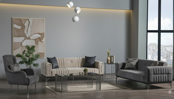 Sofa set 3+3+1 seater textile modern complete armchair sofa 3 seater luxury new
