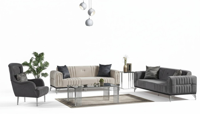 Sofa set 3+3+1 seater textile modern complete armchair sofa 3 seater luxury new