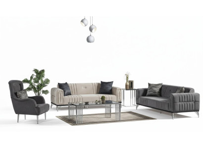 Sofa set 3+3+1 seater textile modern complete armchair sofa 3 seater luxury new