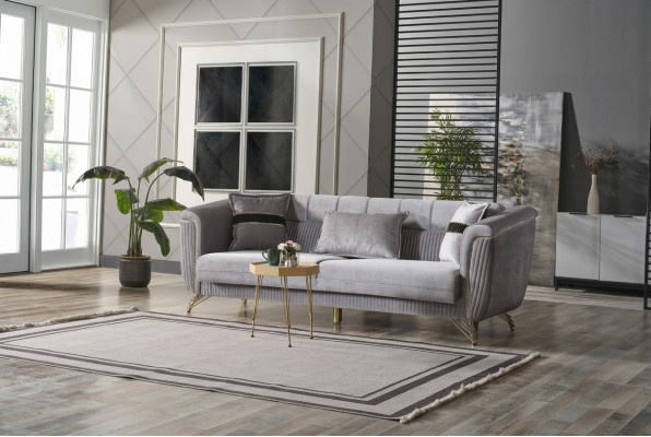 3-seater sofa textile wood modern sofa upholstered couch sofas design luxury grey