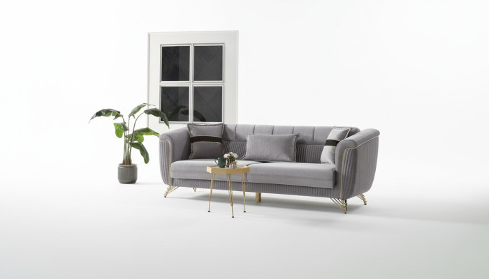 3-seater sofa textile wood modern sofa upholstered couch sofas design luxury grey