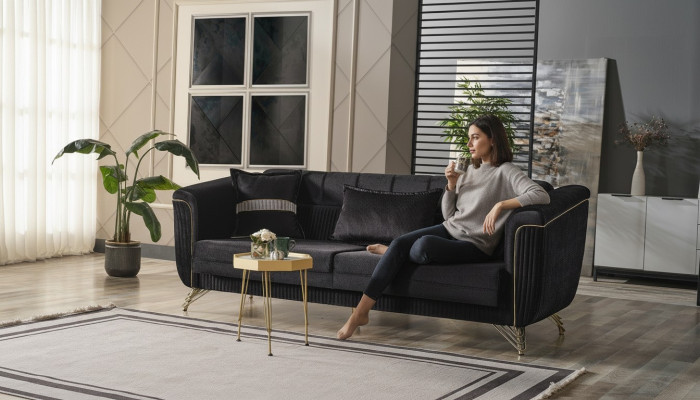 Noble Three-Seater Sofa Modern 3-Seater Stylish Sofa 228cm Brown Furniture