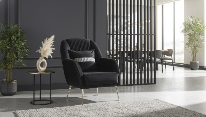 Elegant Sofa Chair Sofa Set Black Relax 2-Piece Living Room Furniture