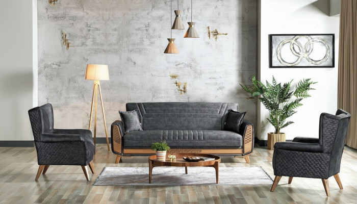 Modern Living Room Design Set Sofa Suite 3+3+1 Gray Living Room Furniture Set