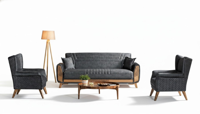 Modern Living Room Design Set Sofa Suite 3+3+1 Gray Living Room Furniture Set