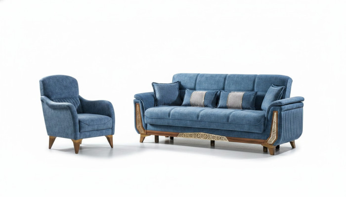 Sofa set 3+1 seater sofa set complete textile wood living room luxury sofa new