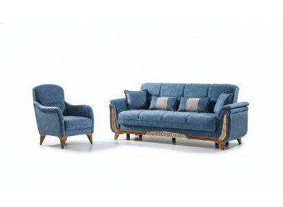 Sofa set 3+1 seater sofa set complete textile wood living room luxury sofa new