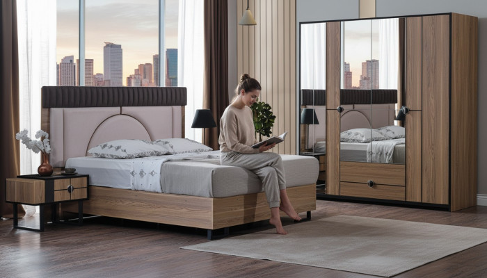 Bedroom Set Luxury Complete Bed + 2x Nightstands 3-piece Modern Set New