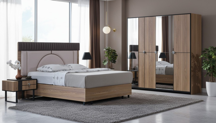 Bedroom Set Luxury Complete Bed + 2x Nightstands 3-piece Modern Set New