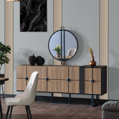 Sideboard cabinet with mirror luxury set dresser wood dressers 193cm