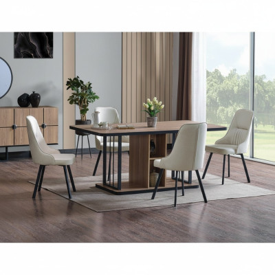 Dining room set 7-piece. Dining table 6x chairs designer wood chair suite furniture new