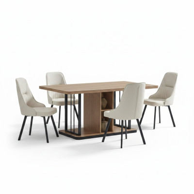 Dining room set 7-piece. Dining table 6x chairs designer wood chair suite furniture new