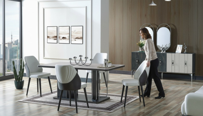 Luxury Dining Room Set Dining Table 6x Chairs Sideboard Dining Set 8 pcs