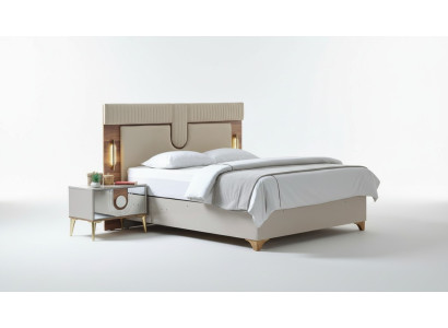 Luxury Bedroom Set Bed + 2x Nightstands Wood Complete New Modern